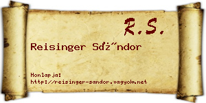 Reisinger Sándor névjegykártya